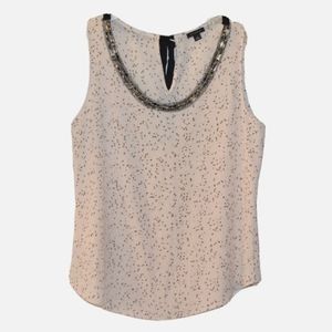 Ann Taylor Sleeveless Top Lt Pink Jeweled Neckline Size Medium